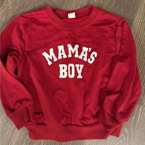 SHEIN Red Kids Sweatshirt with White "MAMA'S BOY" Graphic